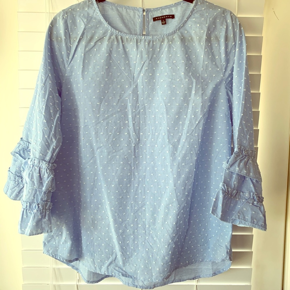 Ruffle Sleeve Swiss Dot Top